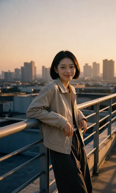 Rooftop Dusk — against the rail